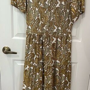 Michael Kors Olive Green Paisley Midi Dress